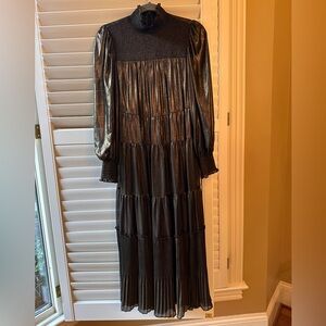 Alex Marie Metallic Gold and Black Maxi Dress